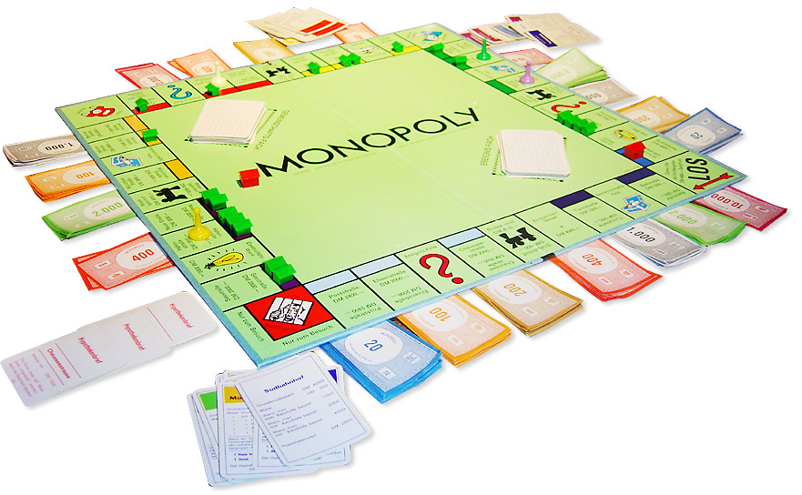 Oyunun ortasındaki bir Monopoly tahtası; doksan yıldır kutunun üstünde tek bir ad var, Darrow.