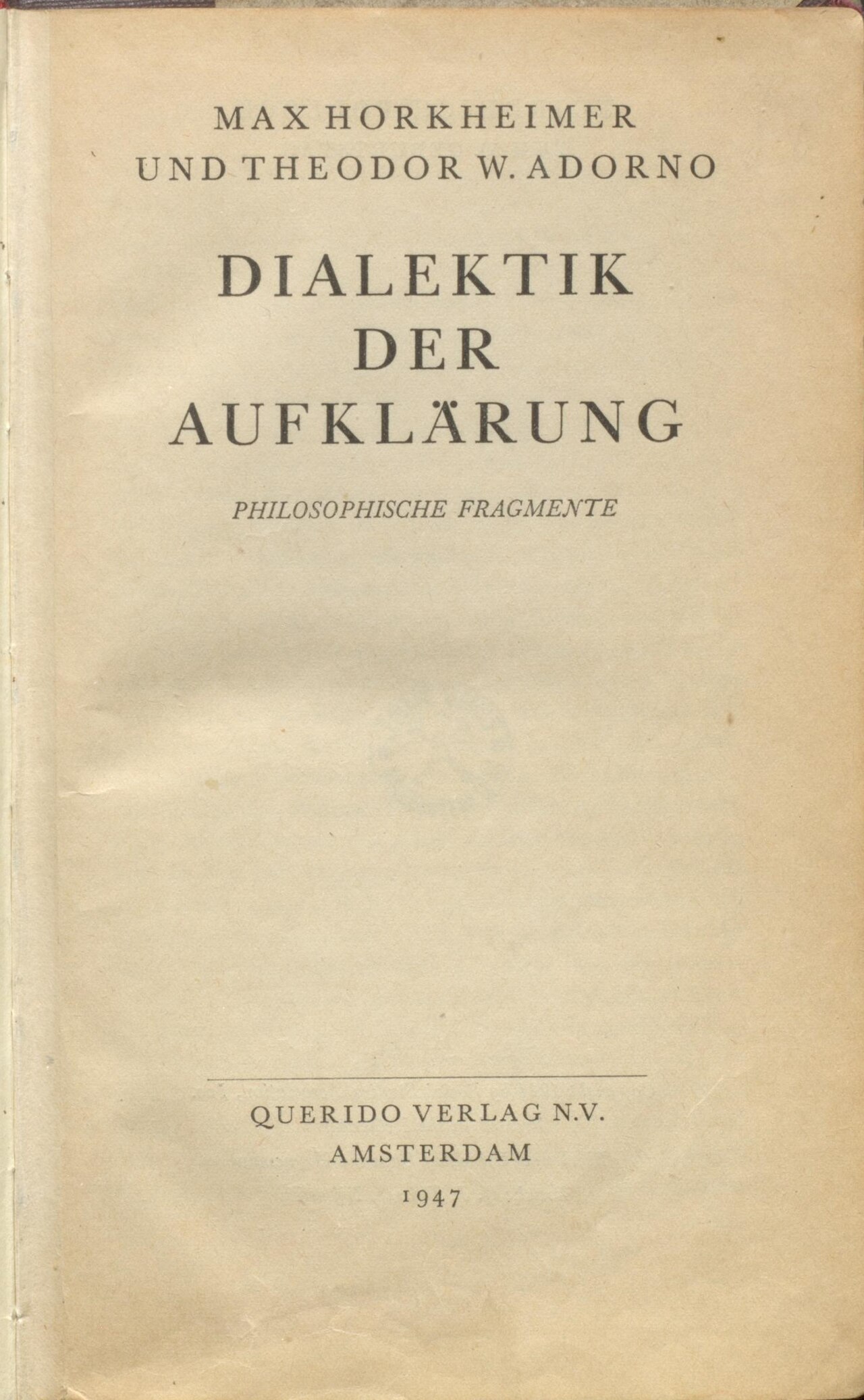 Aydınlanmanın Diyalektiği, 1947; "kültür endüstrisi" kavramı ilk kez bu kitapta.
