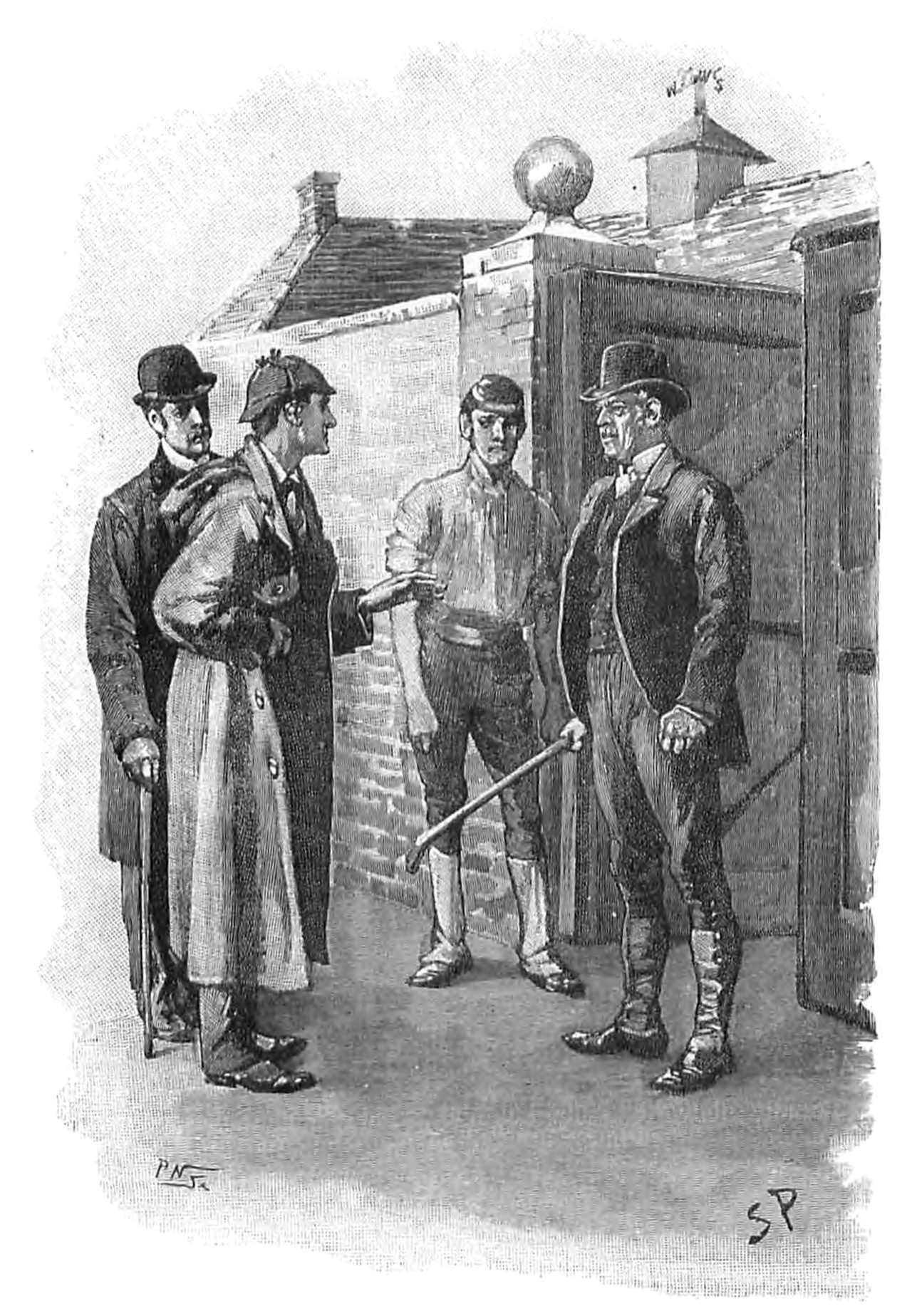 Holmes, atı saklayan Silas Brown'un kapısında; Paget, 1892