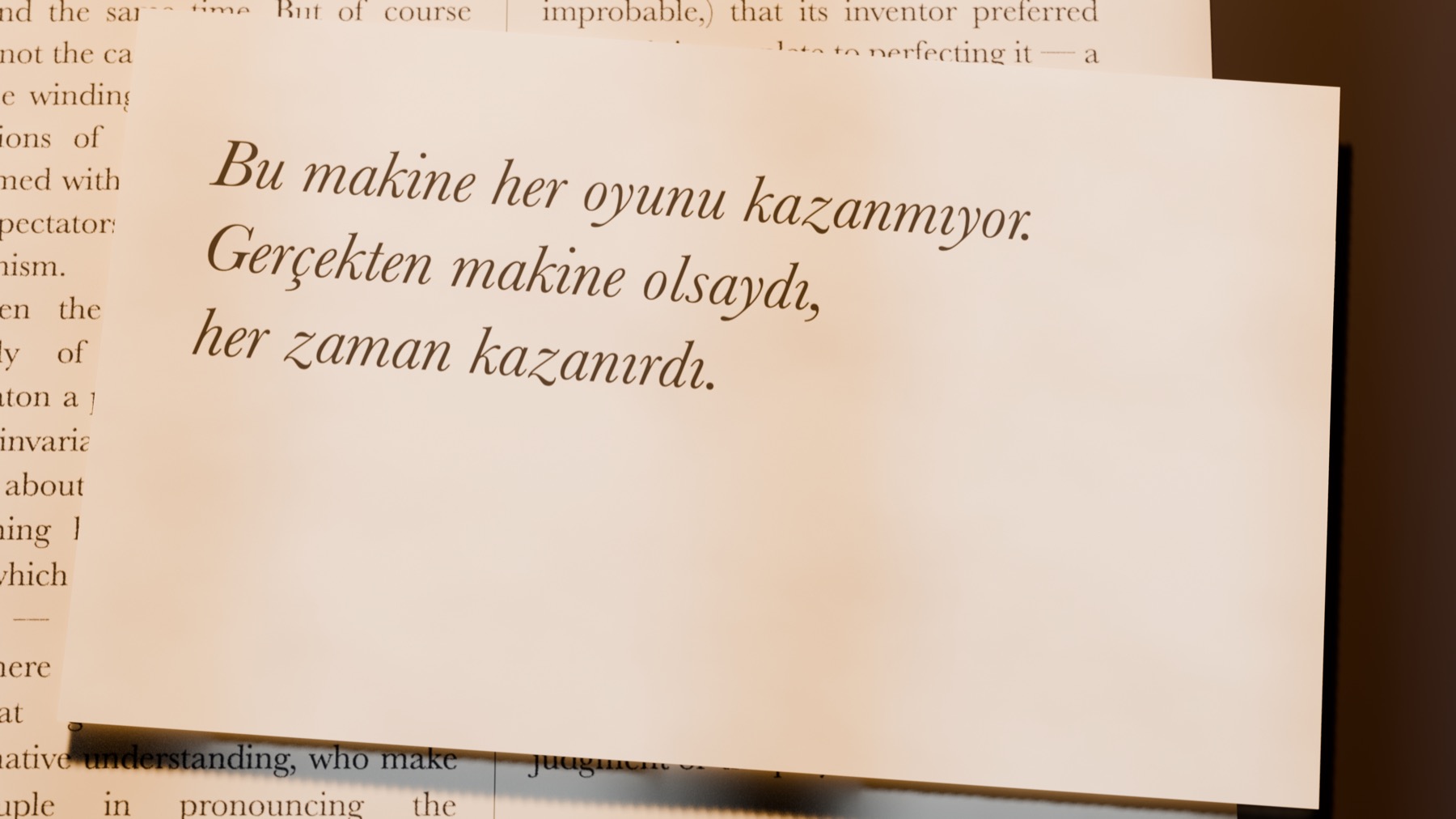 Poe'nun ipucu: gerçek bir makine her oyunu kazanırdı, bu ise bazen kaybediyordu.